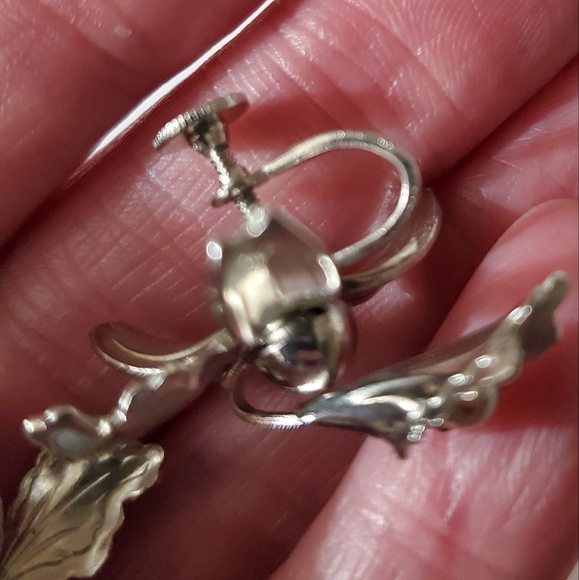 Coro Vintage 40's 50's orchid iris Parure set brooch earrings necklace silver - Picture 14 of 16